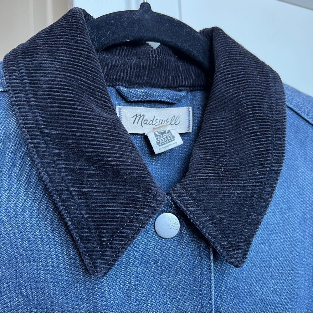 Madewell Denim chore Jacket Hodgeman Wash with corduroy, barn utility jacket - Picture 7 of 11